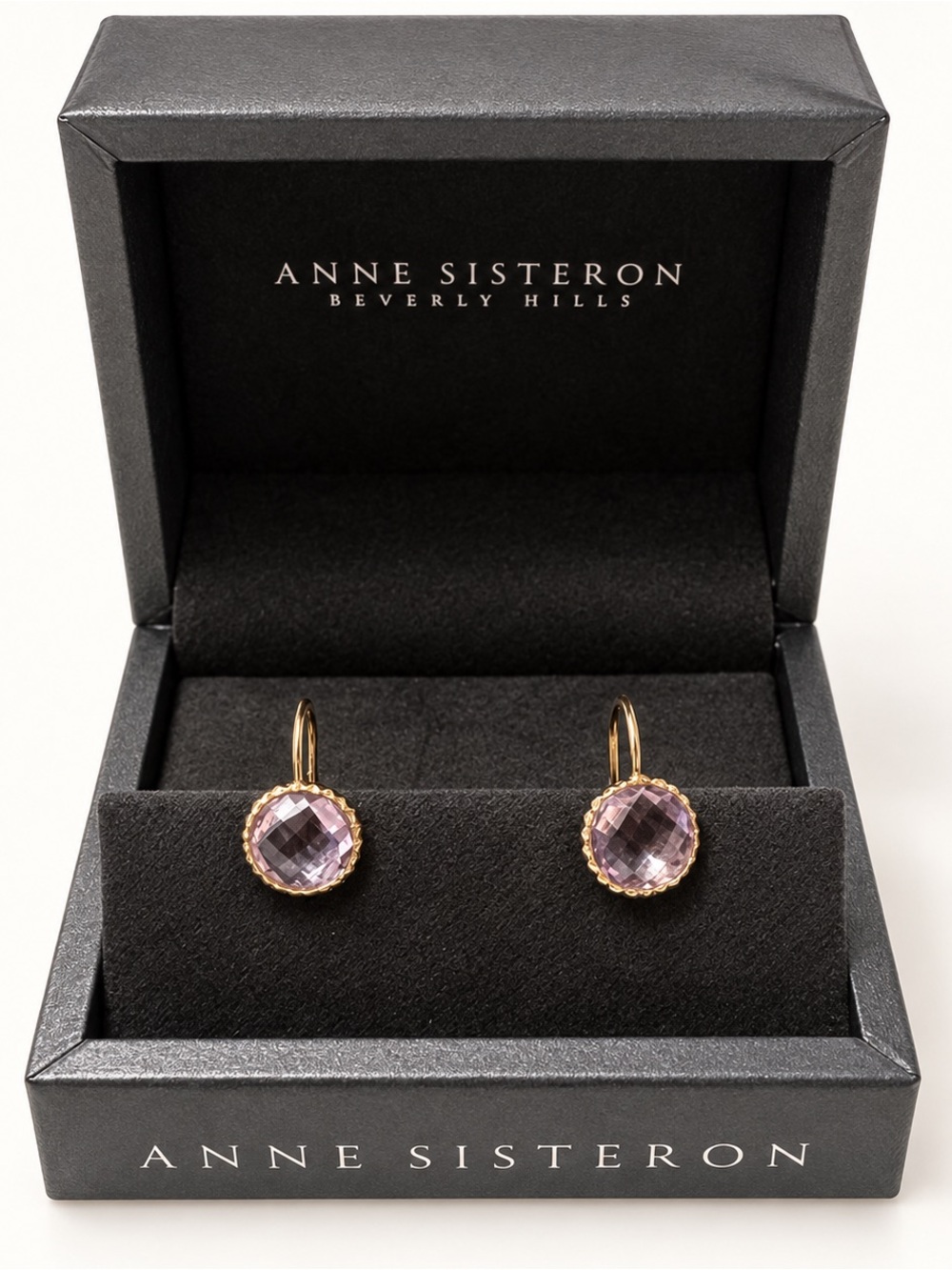 Anne Sisteron Gold Amethyst Drop Earrings